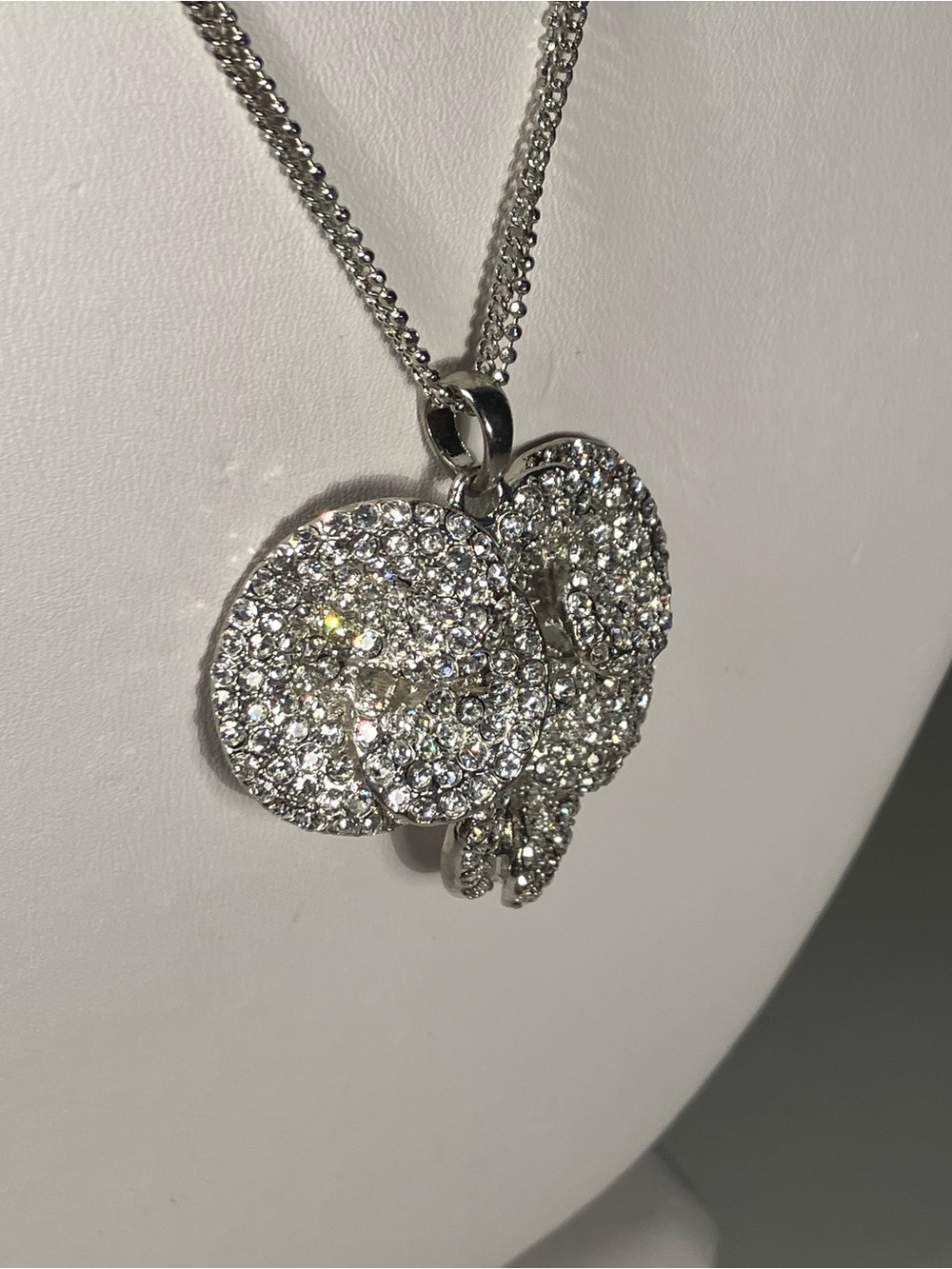 Calla-Lily gorgeous sculptural necklace on a glittering double chain